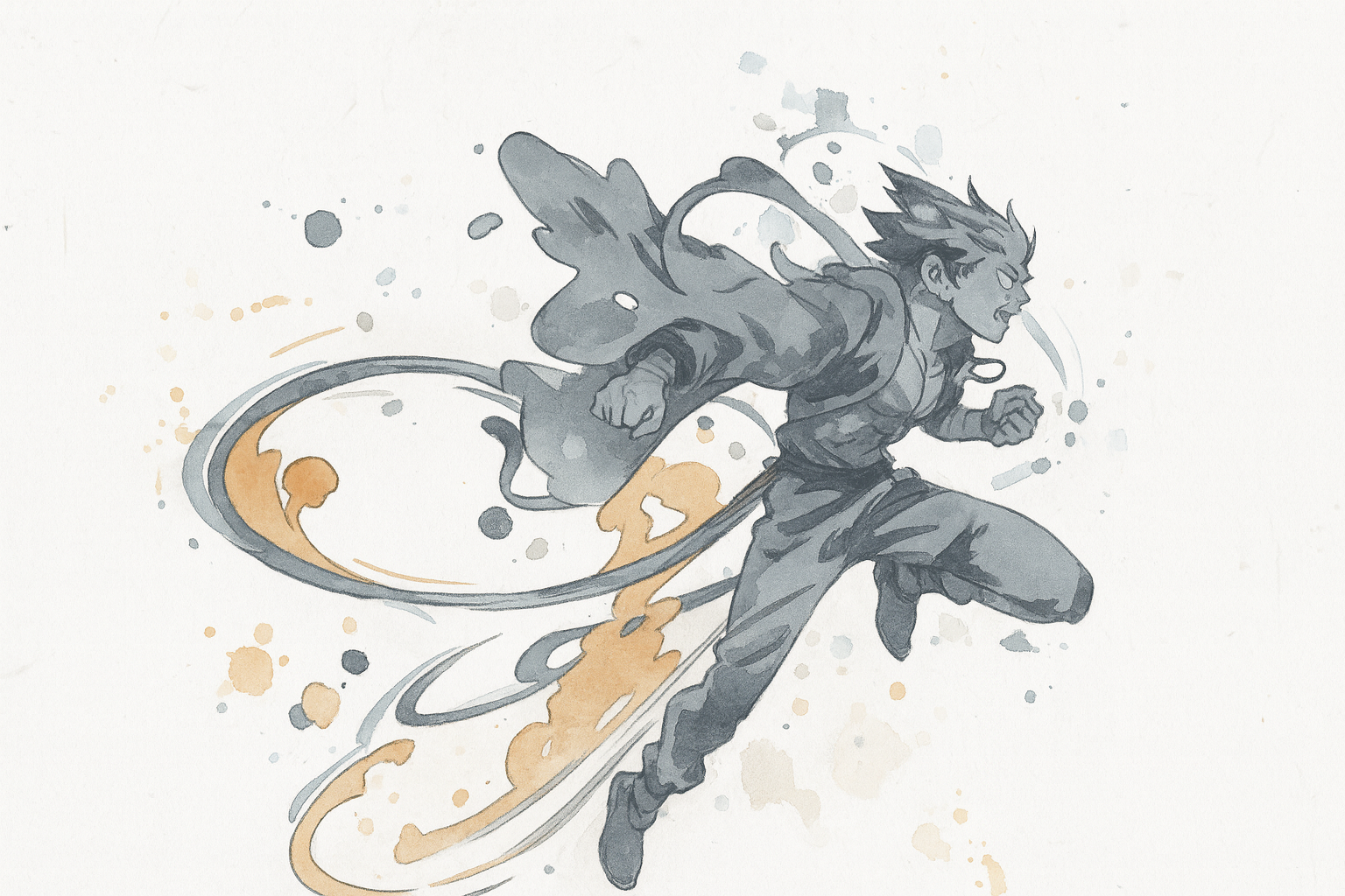 MangaFusion's ink-wash hero art
