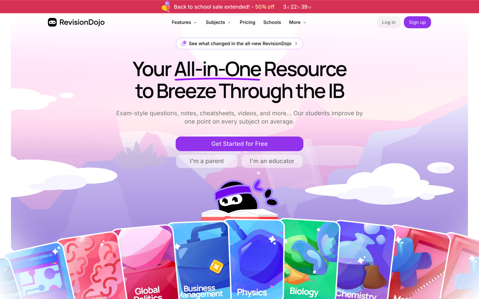 RevisionDojo's landing page